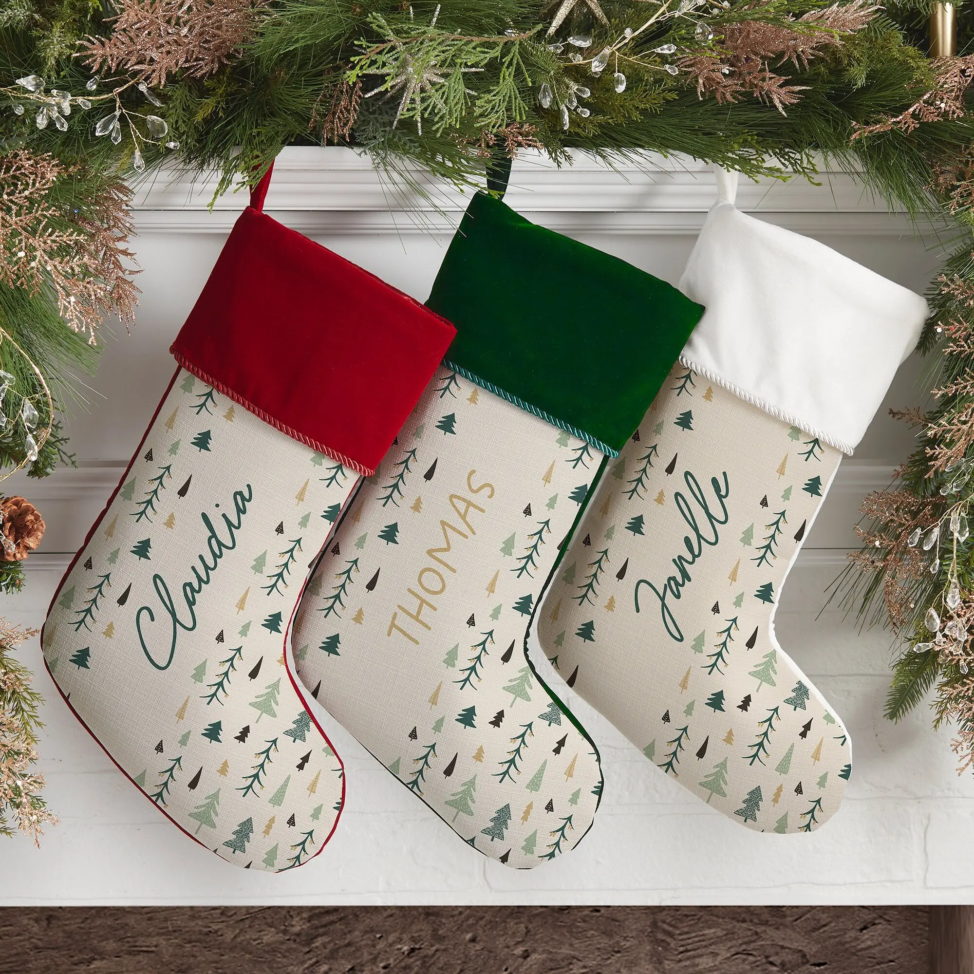 Personalized Christmas Aspen Stocking, Custom Embroidered Name Holiday Stocking, Xmas Fireplace Decor, Festive Christmas Gift for Family & Friends – For Personalization, Please Message Our Shop