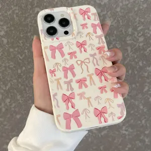 Bow Pattern Phone Case, Cute Phone Case, Decorative Phone Protector Cover, Phone Accessories Compatible with iPhone 11 12 13 14 15 16 17 Pro Max
