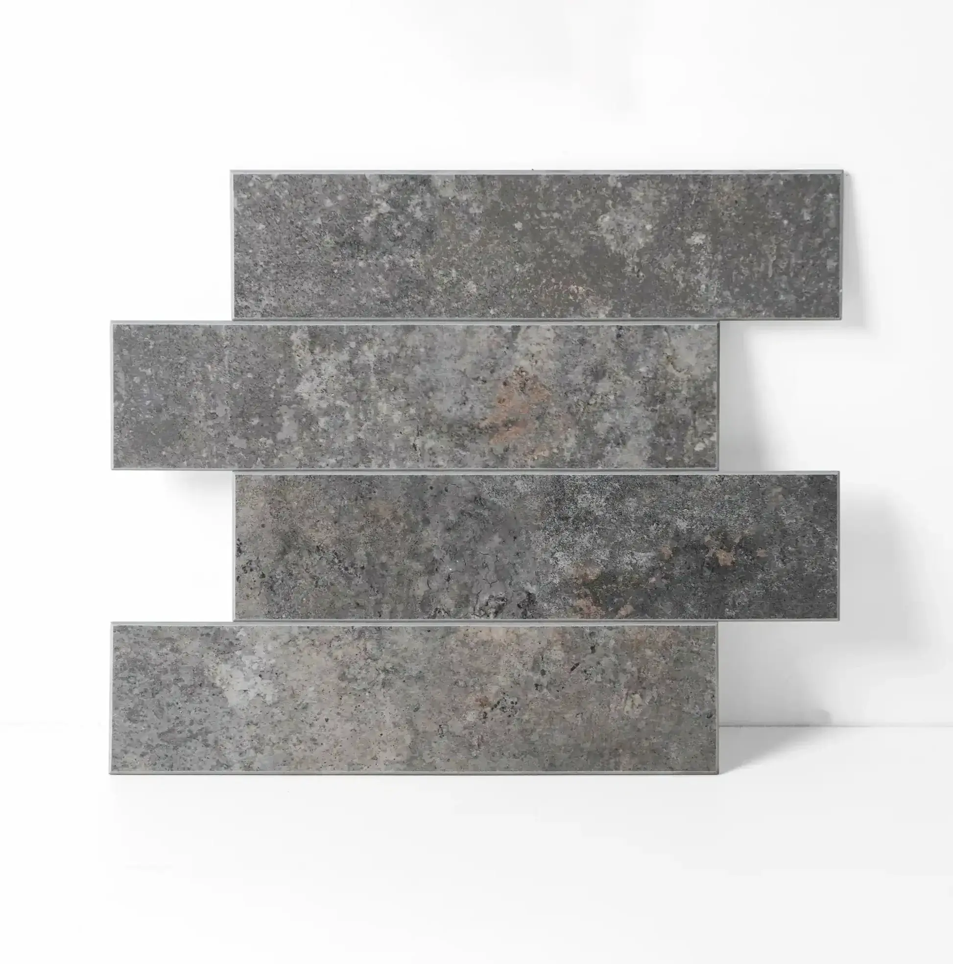 COLAMO 10-Piece Self-Adhesive Stone-Like Gray Large Rectangular Elongated Subway Tiles, Peel & Stick Backsplash for Vanity, Low-Maintenance Wall Decor for Bathroom Wall, Bedroom, Indoor Use (9.84”x9.76”x0.16”)