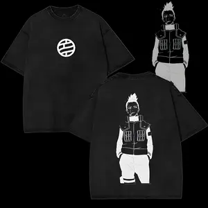 Shikamaru Nara - Naruto Anime Double Printed Vintage Washed Tee Unisex Oversize Anime Manga Washed Heavyweight Cotton T-shirt, Gift For Anime Fan, Anime Lover