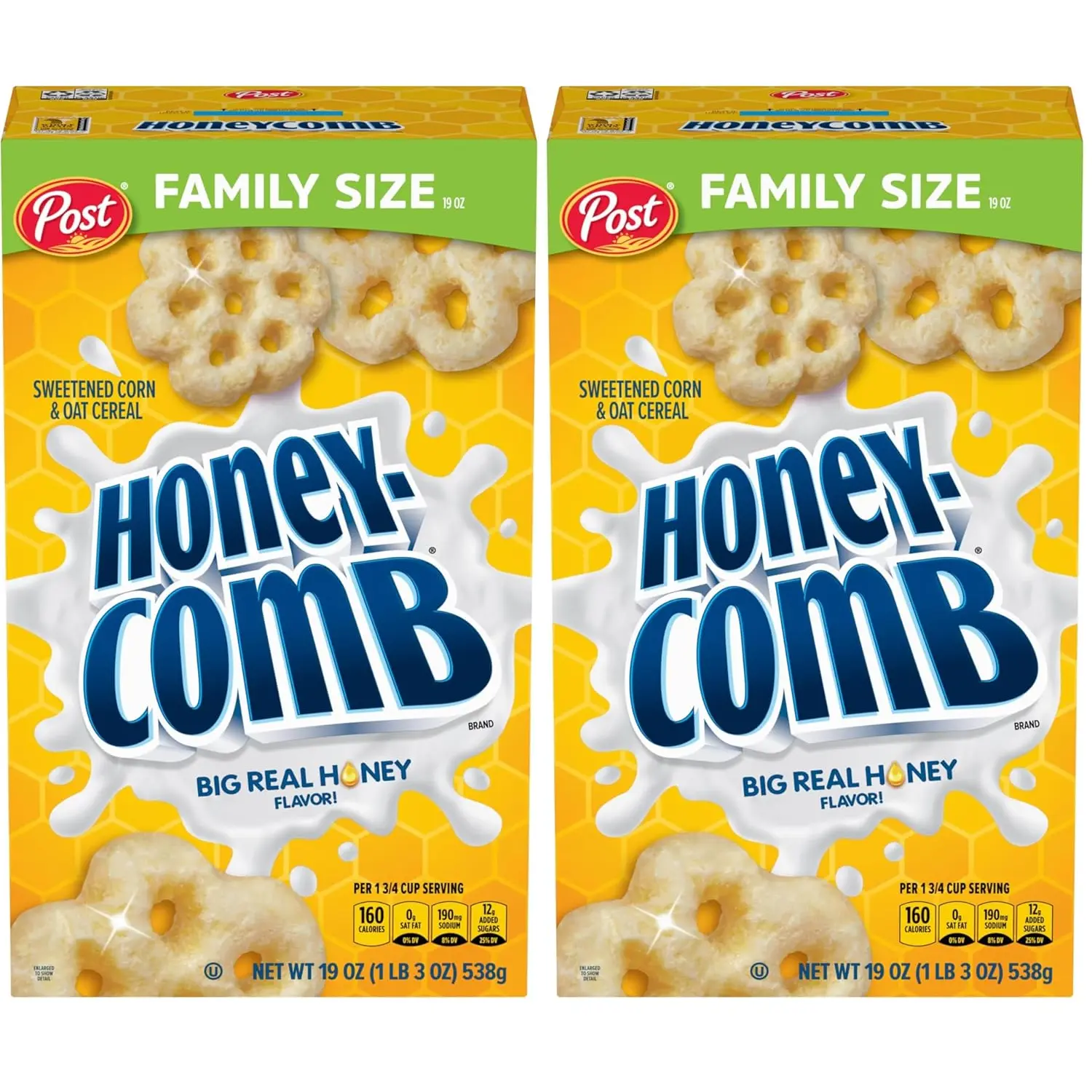 Honeycomb® Honey Flavored Sweetened Corn and Oat Breakfast Cereal, 19 oz Box (Pack of 2)