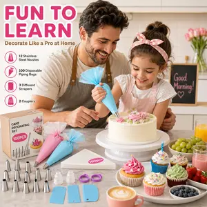 55 Pcs Piping Bags and Tips Set, Cake Decorating Supplies Kit with Icing Piping Tips, Pastry Bags for Cake Cupcake, cake spatula, Frosting Piping Kit, Built To Last, used for DIY cakes, biscuits, cookies, ice cream, and various pastry decorations