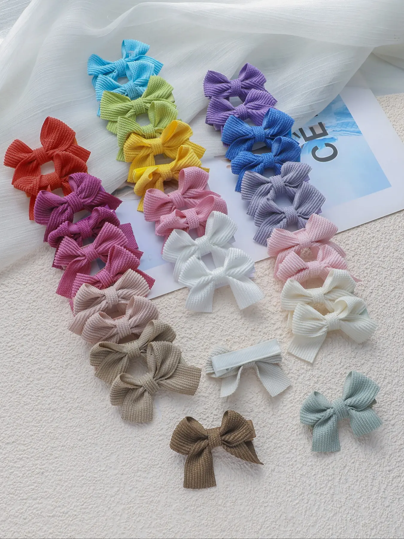 40pcs Mini Fabric Bow Hair Clips, Hair Clip Set, Full Edge Design, Safe for All Hair Types, Cute Daily Accessory, Hair Style Accessory, Perfect Holiday Gift Idea, Cute Hair Accessories