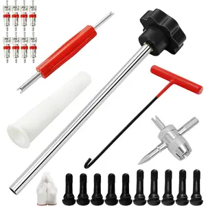 Tire Valve Stem Tool,Quick Change Valve Installer Kit with TR413/TR414 Valve Stems ,Valve Stem Removal Tool,4-Way Valve Core Removal Tool,for Cars Motorcycles Lawn Mowers ATVs