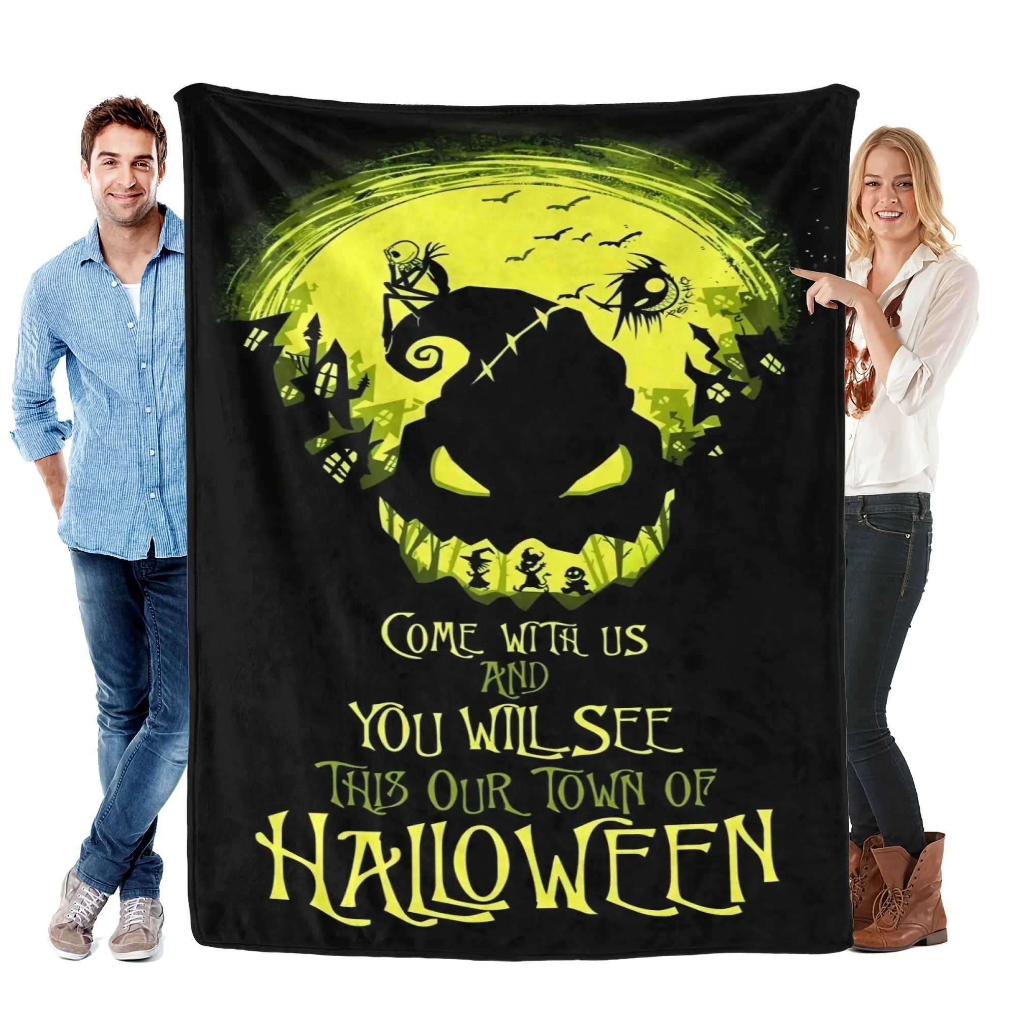 The Nightmare Before Christmas Ultra Soft Throw Blanket 50*40in Jack Skellington Sally Inch Flannel Fleece All Season Light Weight Living Room/Bedroom Warm Blanket Halloween Christmas Thanksgiving Christmas Eve Gifts