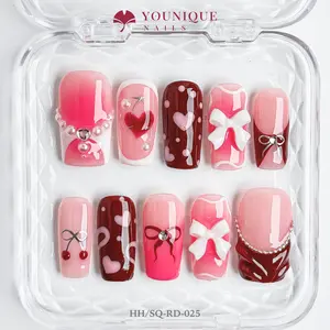 Younique Nails | 10PCS 100% Handmade Press-On Nails | Reusable Colorful Art acrylic stylish 3D