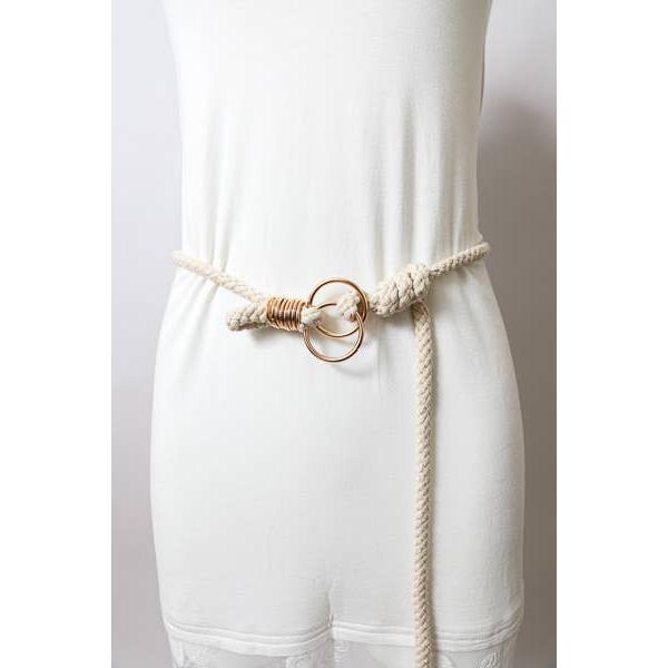 Double Circle Braided Rope Belt In Ivory