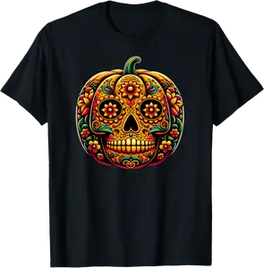 Day of the Dead Pumpkin Dia De Los Muertos Skull T-Shirt - Judithca Shop 62B0DCXCY5LL