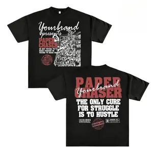 Personalized "Paper Chaser" Graphic Tee, Short-Sleeve Round Neck Streetwear T-Shirt, Casual Christian Harajuku Letter Printed Sports Top,summervibes
