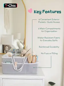 Baby Diaper Storage Basket, Large Capacity Handheld Bag, Multifunctional Diaper Bag for Newborns, Unisex Baby Christening Gift Basket, Must-Have Nursery Item, Diaper Organizer