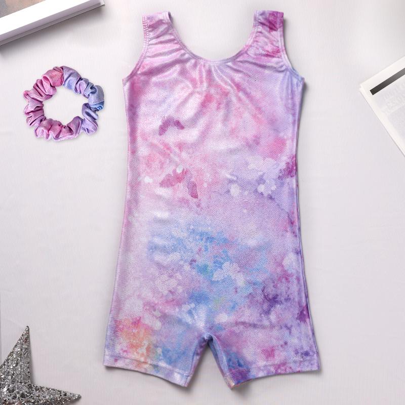 Girls Gymnastics Leotards for Kids,Sleeveless Biketard with Scrunchie, Toddler Dance Tumbling Unitard for Gymnastics Practice & Performance