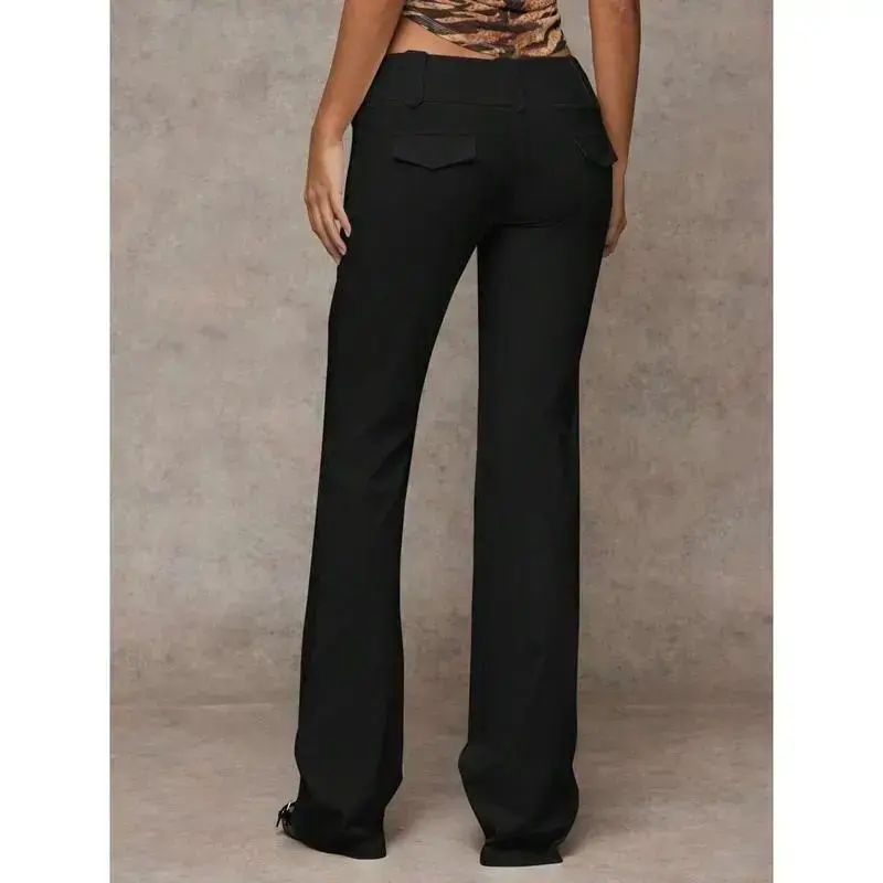 slim fit dress slacks Dariana Flare Pants | Black | Womens