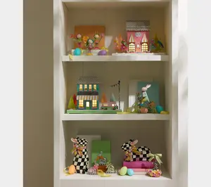 MacKenzie Childs Set of 3 Mini Calico Foil Bunnies