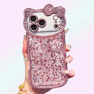 Cute Shiny Bling Sparkly Phone Case with Crystal Diamonds Shockproof Protective and Camera Protective Case for iPhone 16 Series Plus 12 13 14 15 PM