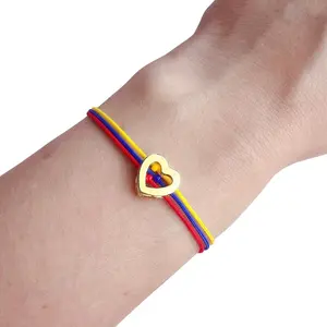 Heritage Latina Bracelet Red Yellow & Blue Colombia Venezuela Ecuador Heart Design Jewelry