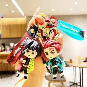 EAKI Anime Demon Slayer Kimetsu No Yaiba Cute Figure Keychain Bag Pendant Car Key Ring Fans Collection Gift Toy