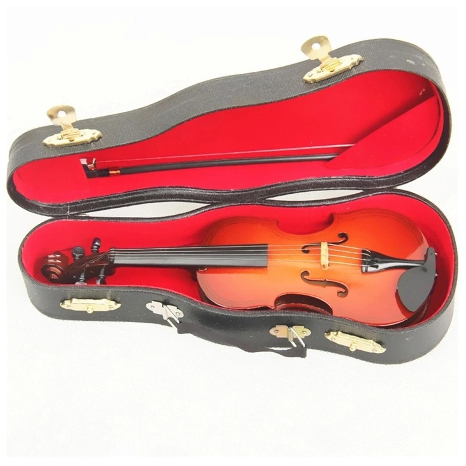 Tiny Violin,Wooden Miniature Violin Mini Musical Instrument,Mini Stuff, Model Home Decoration,for Desktop, Living Room, Bedroom