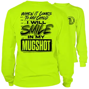 Mugshot - Long Sleeve Menswear Top  Hi Visibility Safety Yellow Work T-Shirt Jersey  Men's 30-Day Guarantee Cotton/Poly Blend | Graphic tees Apparel