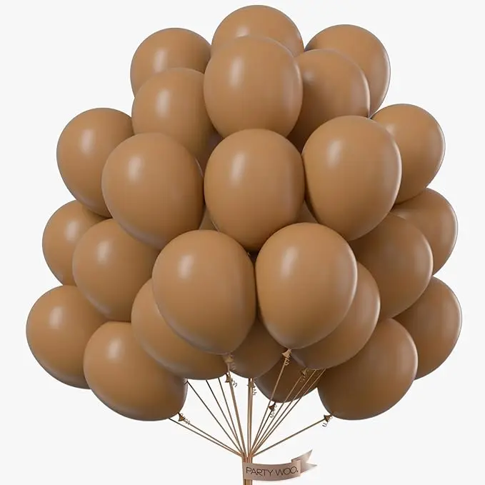 PartyWoo 12-Inch Round Tan Rubber Decorative Inflatable Sphere Balloons, 101-Pack Boho Neutral Helium Balloons for Birthday Party, Events, Room Decor (Brown-F10), Balloons For Events