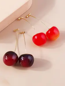 Fashion Cherry Design Earrings, Cute Cherry Decor Earrings for Women & Girls, Trendy All-match & Exquisite Jewelry for Birthday Gift, Chic Gorgeous Jewelry