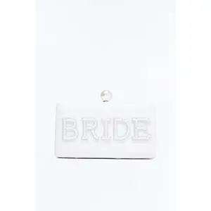 Bride's Pearls Faux Leather Clutch - Ivory