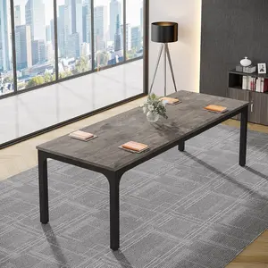 LustreC 6.5FT Conference Table, 78.7 Inche Rectangle Meeting Seminar Table, Large Business Tables for 6-8 People (Only Table) (Gray+Black)