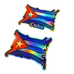 Cuba Flag Holographic Sticker Decal - Commercial High Quality - Made in USA