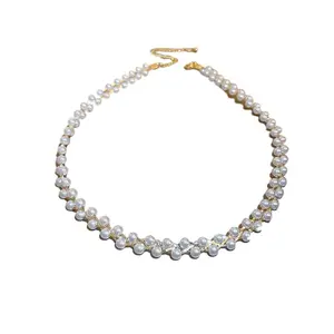 Hand Braided Black Crystal White Pearl Choker | Women’s Light Luxury Personalized Elegant Neck Jewelry | Everyday Style Collarbone Chain evry jewels day collar chainmail Necklace Rosary Bead