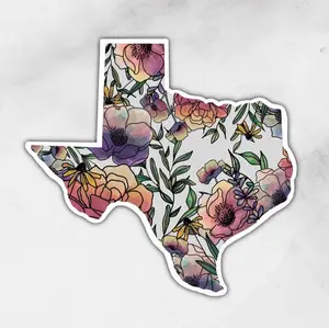 Texas Floral Sticker - 3" Waterproof Design for Laptops Water Bottles Cars & More - Colorful State Shape Decal