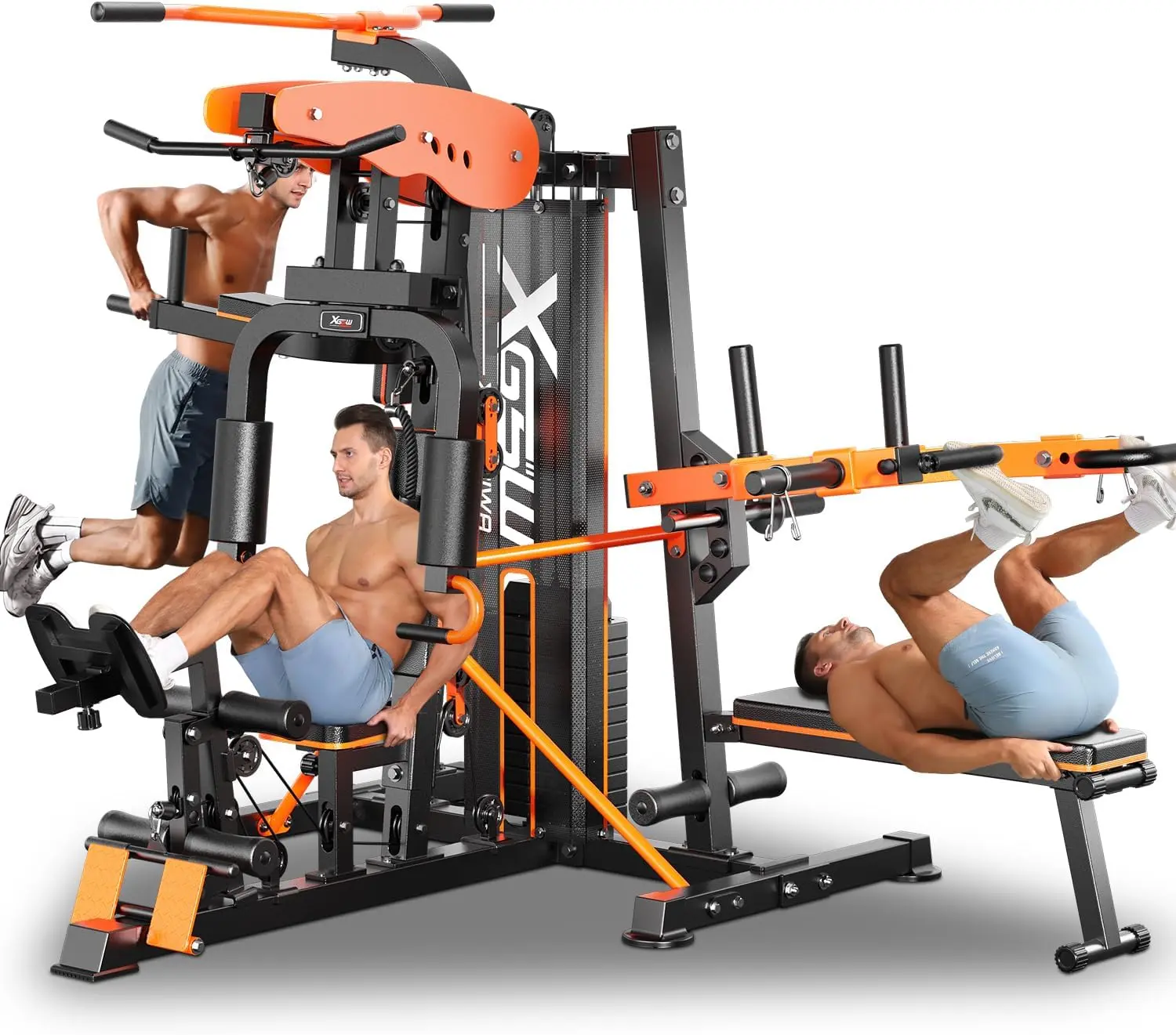 JMFCXIK Multi-Function Home Gym Workout Station, Featuring a Pulley System, arm Trainer, and Leg Trainer for Full-Body Workouts.