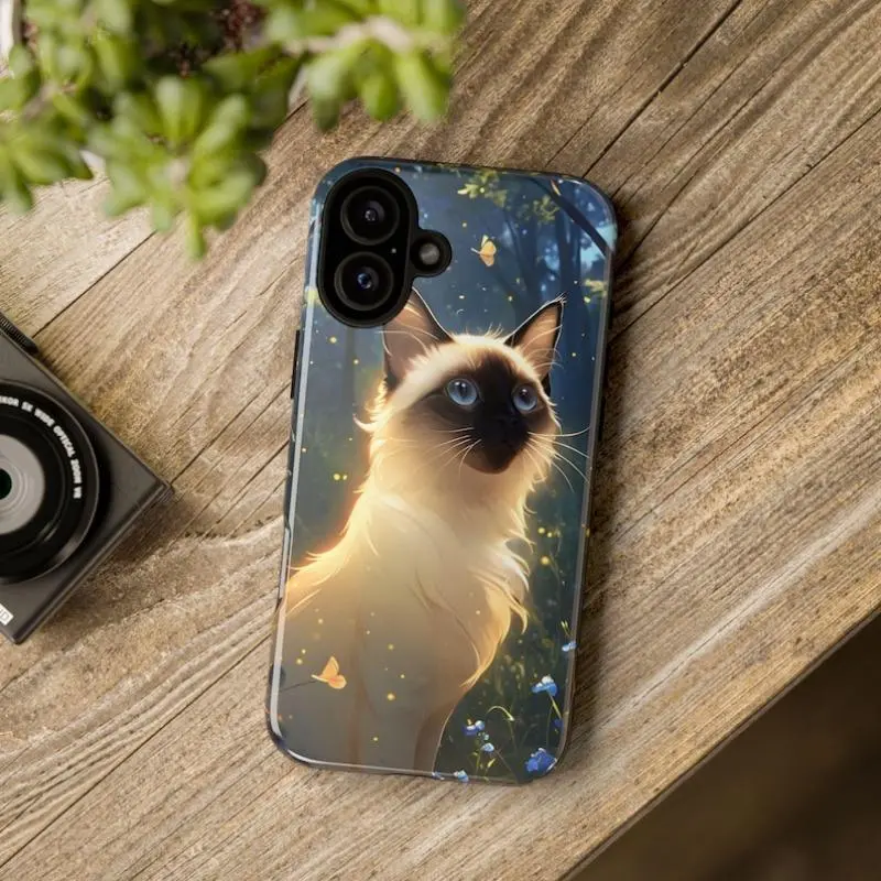 Durable Siamese Cat Art TPU Cellphone Case - Shockproof Dual-Layer Protective Shell, Raised Bezels, Elegant Cat Mom Gift, Multi-Model Cover for iPhone 11,12,13,14,15,16,17 Pro,Max,Air,Plus (Mobile Phone Accessory)