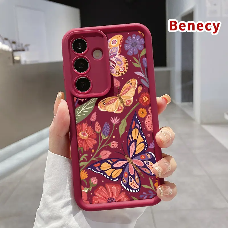 Phone Case Compatible with Samsung Galaxy S26 S23 Ultra S24 Plus S25 S22 Butterfly Floral Reverie Pocket-Friendly Shockproof Silicone Protective Softcase