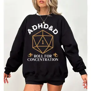 ADHD&D Roll for Concentration Shirt, ADHDd Unisex Tee Shirt, D&D T-shirt, Vintage Tee, Sweatshirt Hoodie