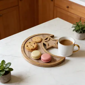 1pc Happy Eid al-Fitr, decorated Islamic wooden towel, Ramadan Festival decoration, Islamic Muslim party decoration, Happy Eid al-Fitr gift, table decoration, dinner plate, Religious Home Decor
