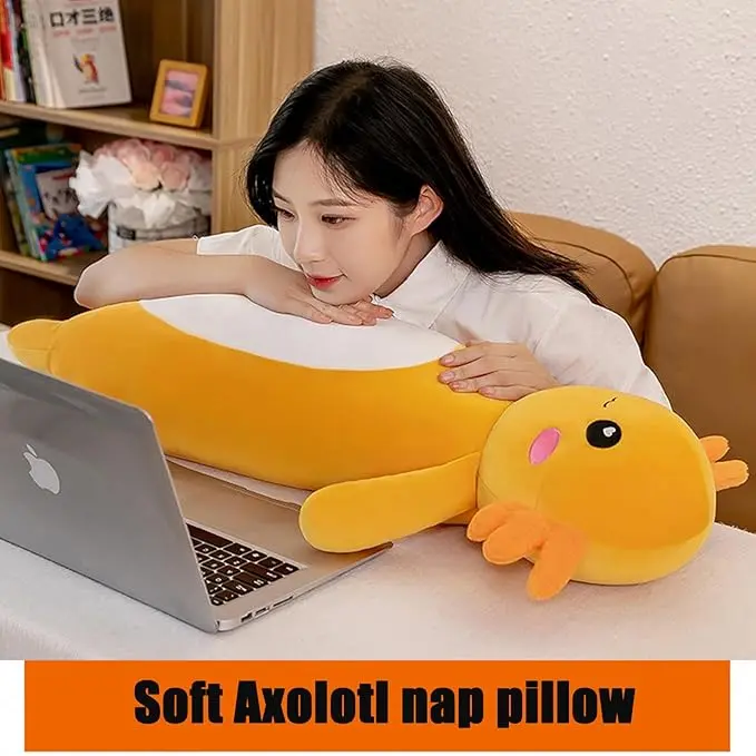 Long Axolotl Plush Pillow Cute Axolotl Stuffed Animal Body Soft Plushies  Doll Toy for Girls Boys