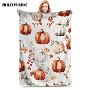 A Soft Flannel Throw Blanket Featuring A Pumpkin Map Design In Orange, Beige, Brown, White, And Gray, Suitable All Seasons And Indoor Or Outdoor Use - Thanksgiving Home Decor, Autumn Arrangements, And Essential Camping Sofas - Co