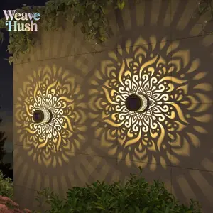 Solar Outdoor Waterproof Wall Lantern with Mandala Pattern, Wrought Iron Decorative Wall Sconce, Motion Sensor Garden Light for Villa, Patio & Yard, Warm Glow Hanging Lamp for Outdoor Landscape & Pathway Lighting