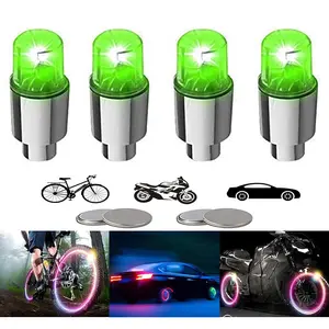 4/8 Led Bike Wheel Lights Car Tire Valve Stems Caps Bicycle Waterproof Tyre Spoke Flash Cool Reflector Accessories For Men Women With 10 Extra