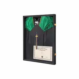 Large Graduation Shadow Box – Graduation Gown Display, Wall‑Mountable Lockable Graduation Display Frame with Acrylic Glass Door, Ideal for Graduation Keepsakes, Cap & Gown, Diplomas, Large Black Matte Lightweight
