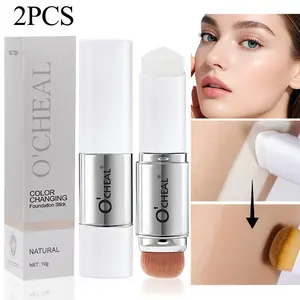 2Pcs Dual Ended Concealer Foundation Stick Set Long Lasting Natural Finish Matte Oil Control Portable Face Base Makeup Pen Waterproof Sweatproof SummerVibes Cosmetics
