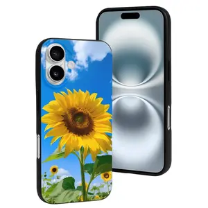 Compatible with Iphone 16 Case Cute - Blue Sky Sunflower Soft Silicone Case Compatible with Iphone 16 Phone Case for Women Men