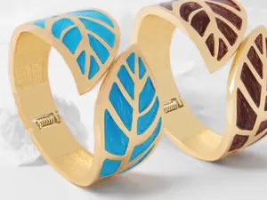 Leaf Bangles 1PC/2PCS Wide Chunky Retro Bracelet Half Open Cuff Bangle Bracelet Trendy Design