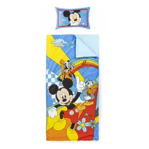 Jay Franco Kids Disney Mickey Mouse and Friends 2 Piece Set Indoor Sleeping Bag for School and Sleepovers