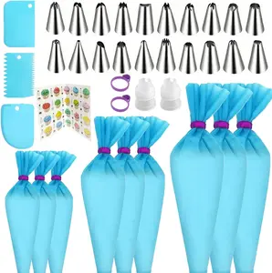 Piping Bags and Tips Set -  Pastry Bags 3X (12+14+16) with Icing & Frosting Tips for Cake Decorating, Cupcakes, Cookies, Deviled Eggs, and Baking Accessories, Baking Tools Kit