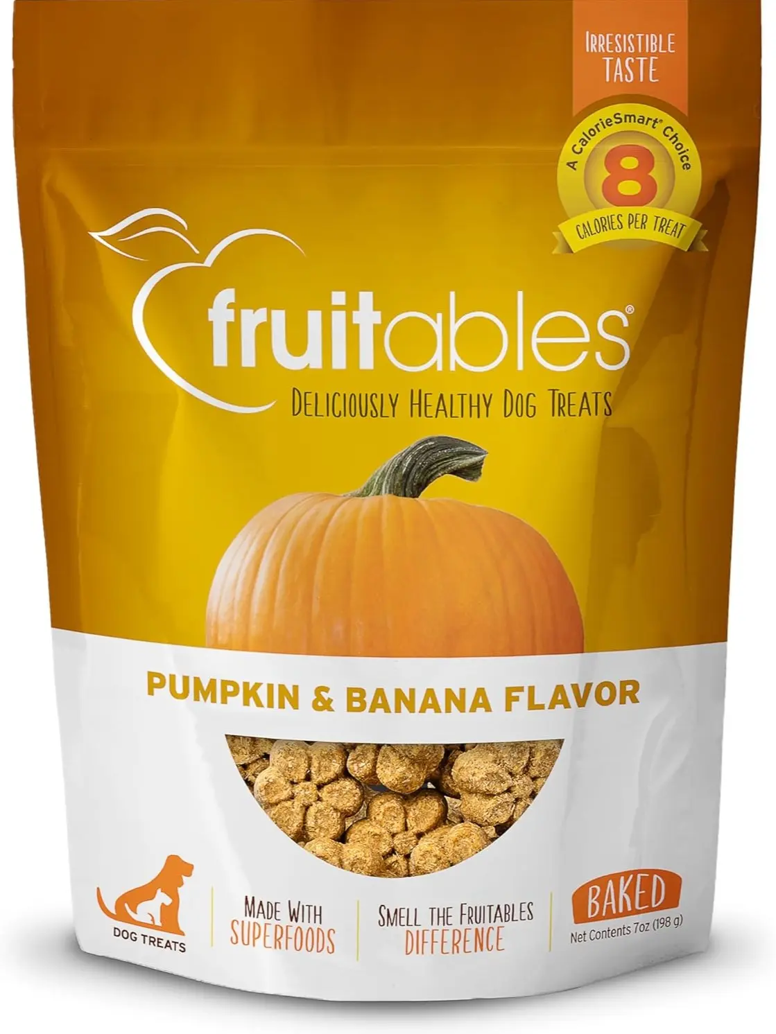 Baked Dog Treats, Healthy Pumpkin Treat for Dogs, Low Calorie & Delicious, No Wheat, Corn or Soy, Made in the USA, Pumpkin and Banana Flavor, 7oz
