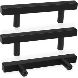 30 Pack Square Cabinet Handles Matte Black Drawer Pulls 5" Length 3" Hole Center, Stainless Steel Cabinet Hardware for Kitchen Cabinets, Suitable for Bedroom Bathroom Office