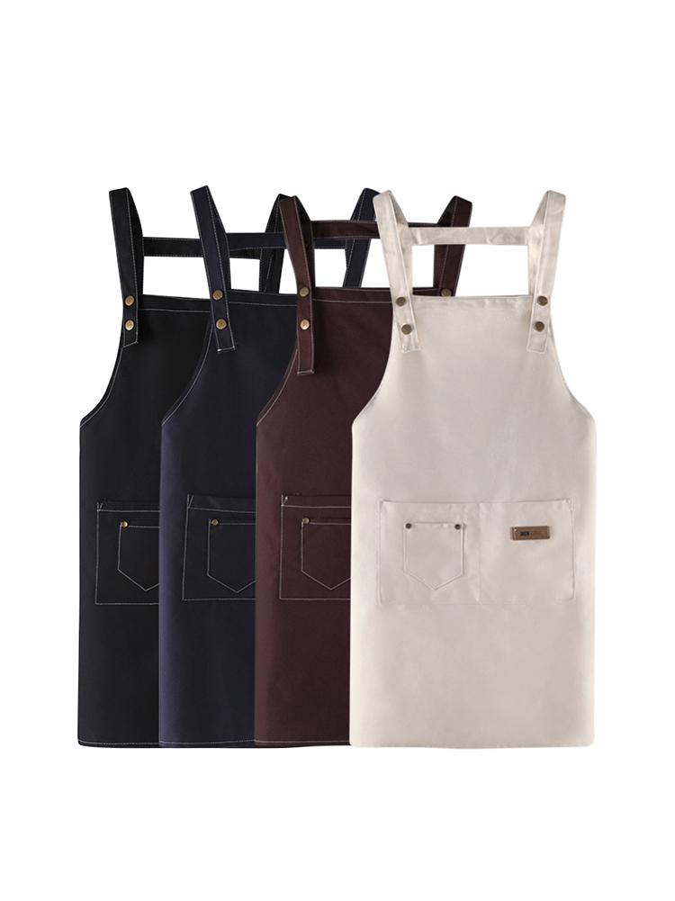 Kitchen Wipeable Waterproof Oil-Proof Unisex Work Apron For Men Adjustable Cooking Kitchen Aprons For Woman With Tool Pockets