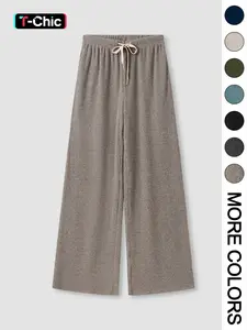 Women's Casual High Waist Comfortable Soft Breathable Wide Leg Knit Pants, Casual Loose Baggy, All Seasons Use, Versatile Athletic Trousers for Everyday Wear, Relaxed Fit Bottoms