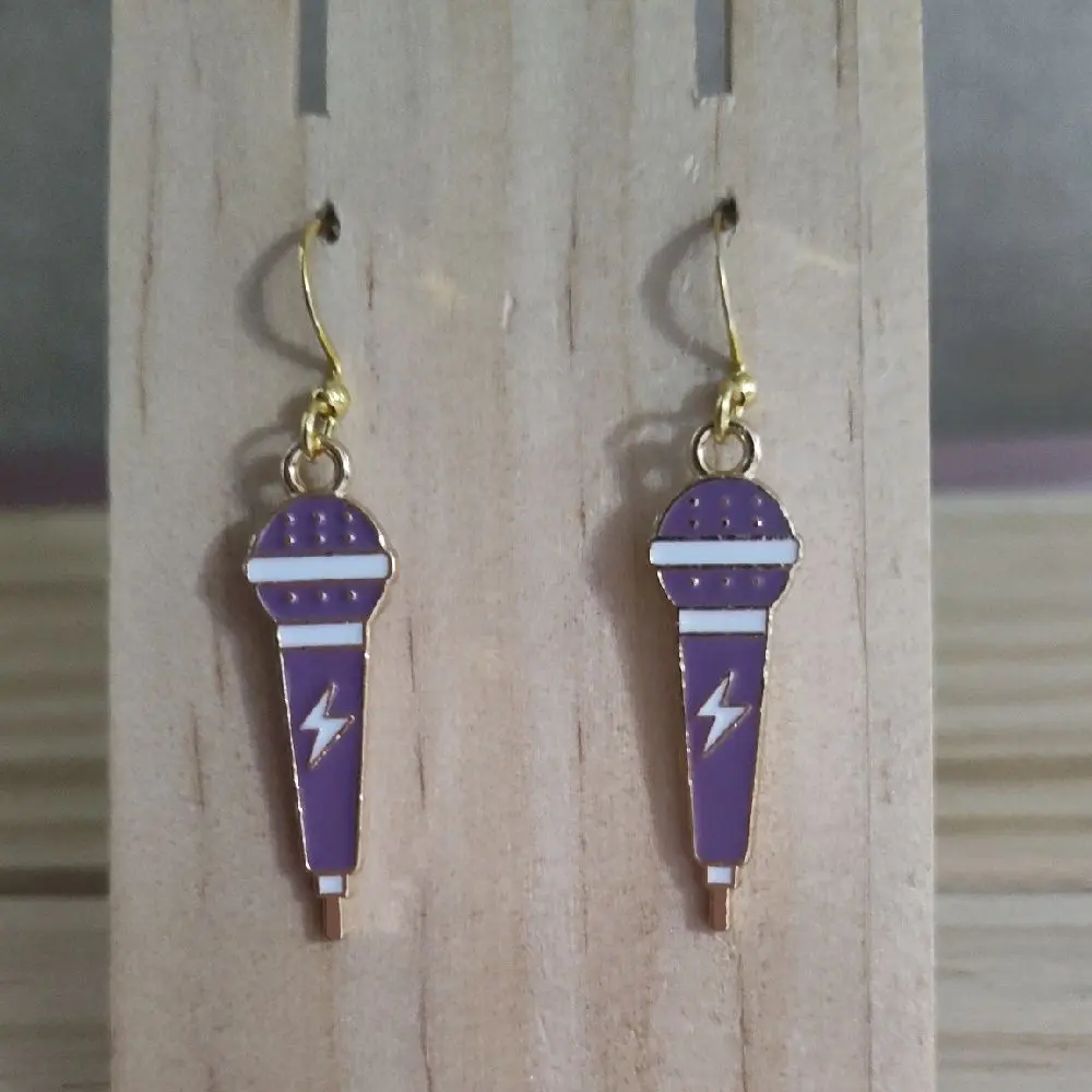 Hypoallergenic Earrings Set - Novelty Microphone Dangle Earrings, Costume Jewelry Accessory with Plated Hooks, Discontinued Design, Accessory For Music Enthusiasts, Drop Earrings
