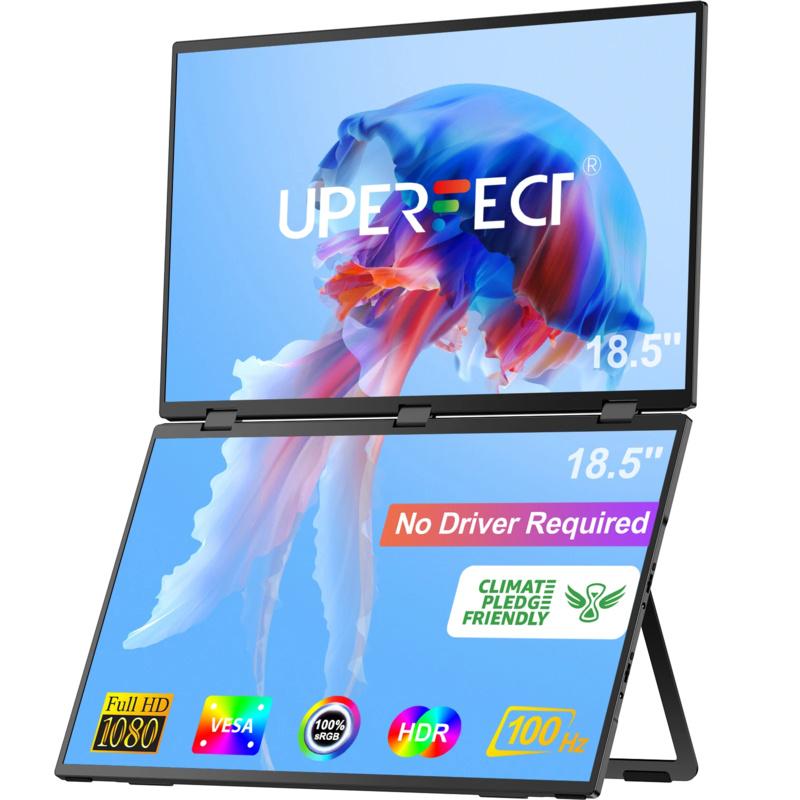 UPERFECT Triple Screen 15.6"/18.5" Portable Foldable Monitor Dual Screen with Stand Extender 1080P FHD IPS for Laptop Windows
